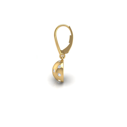 Pickleball Ball Earrings 14kt w/LG Diamonds 0.50CTW or .925 Silver w/CZ, w/Lever Backs