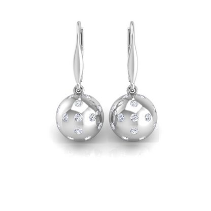 Pickleball Ball Earrings 14kt w/LG Diamonds 1.00CTW or .925 Silver w/CZ, w/Lever Backs