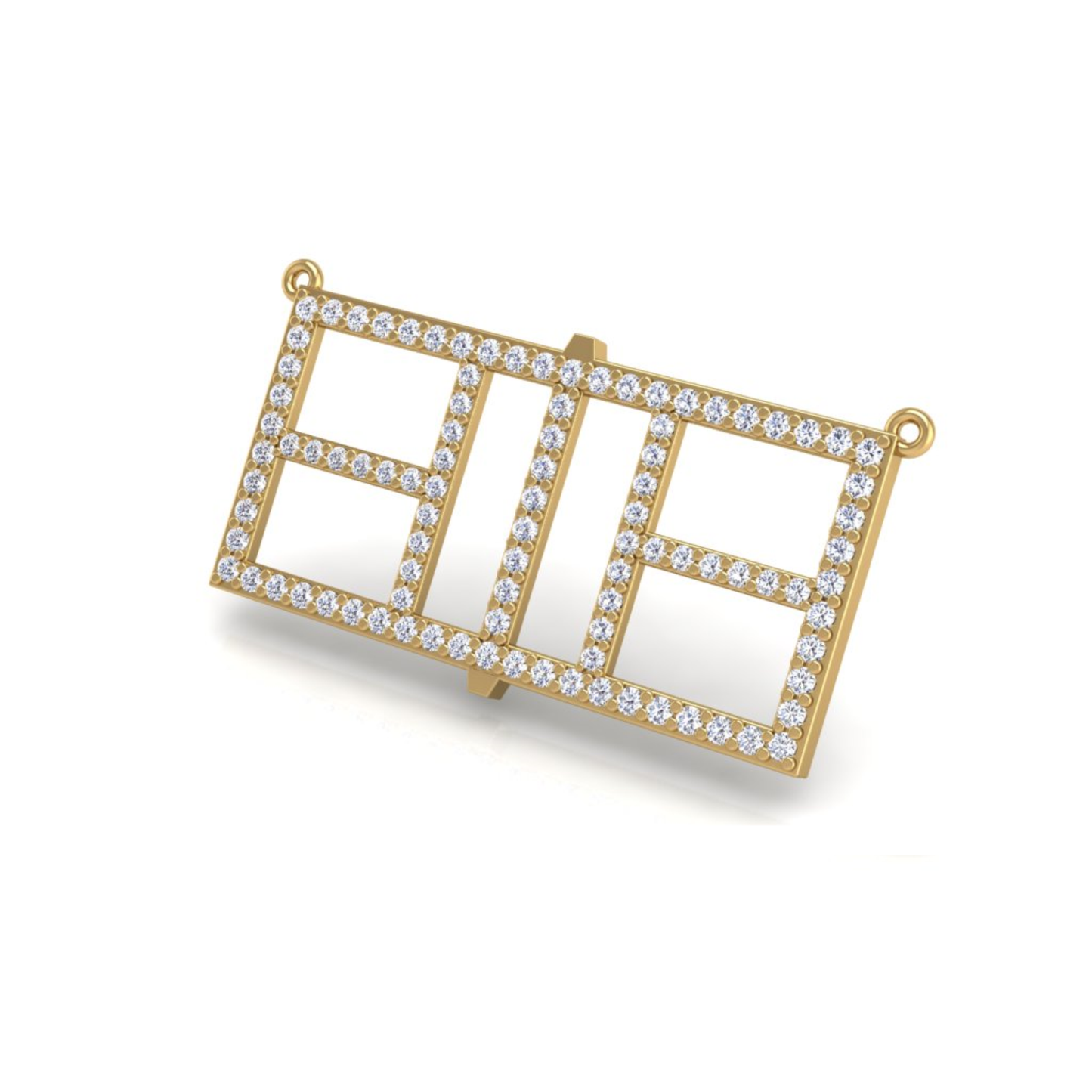 Pickleball Court Horizontal 14kt w/LG Diamonds or .925 Silver w/CZ w/Adjustable 16/18" Chain