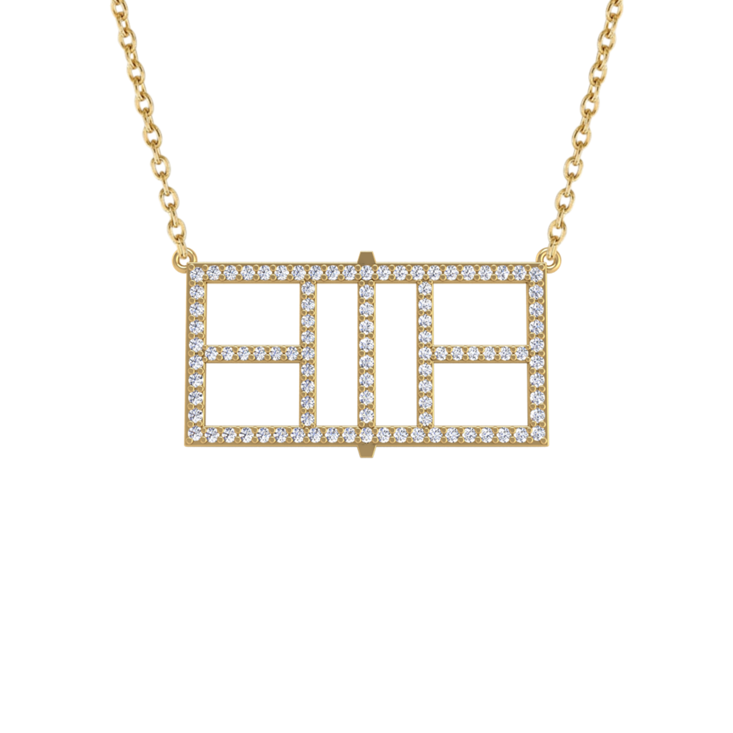 Pickleball Court Horizontal 14kt w/LG Diamonds or .925 Silver w/CZ w/Adjustable 16/18" Chain