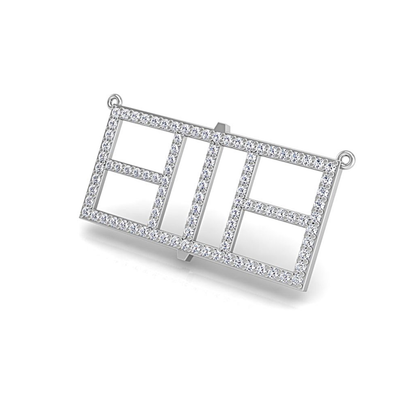 Pickleball Court Horizontal 14kt w/LG Diamonds or .925 Silver w/CZ w/Adjustable 16/18" Chain
