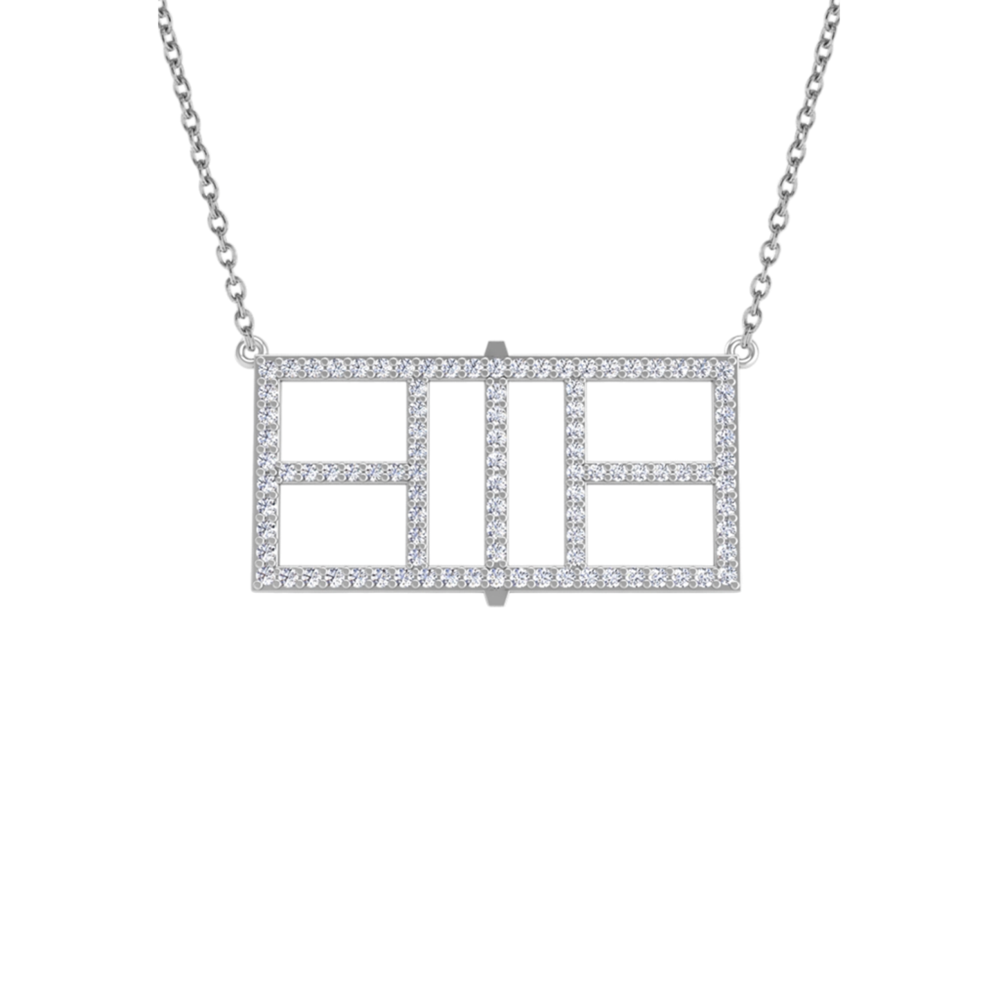 Pickleball Court Horizontal 14kt w/LG Diamonds or .925 Silver w/CZ w/Adjustable 16/18" Chain
