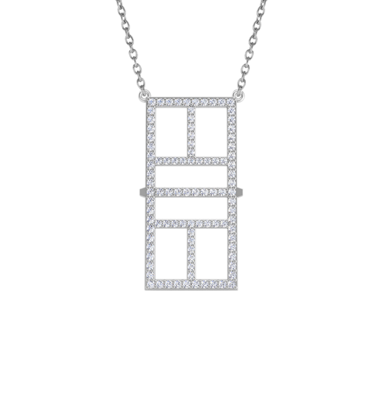Pickleball Court Vertical 14kt w/LG Diamonds or .925 Silver w/CZ, w/Adjustable 16/18" Chain