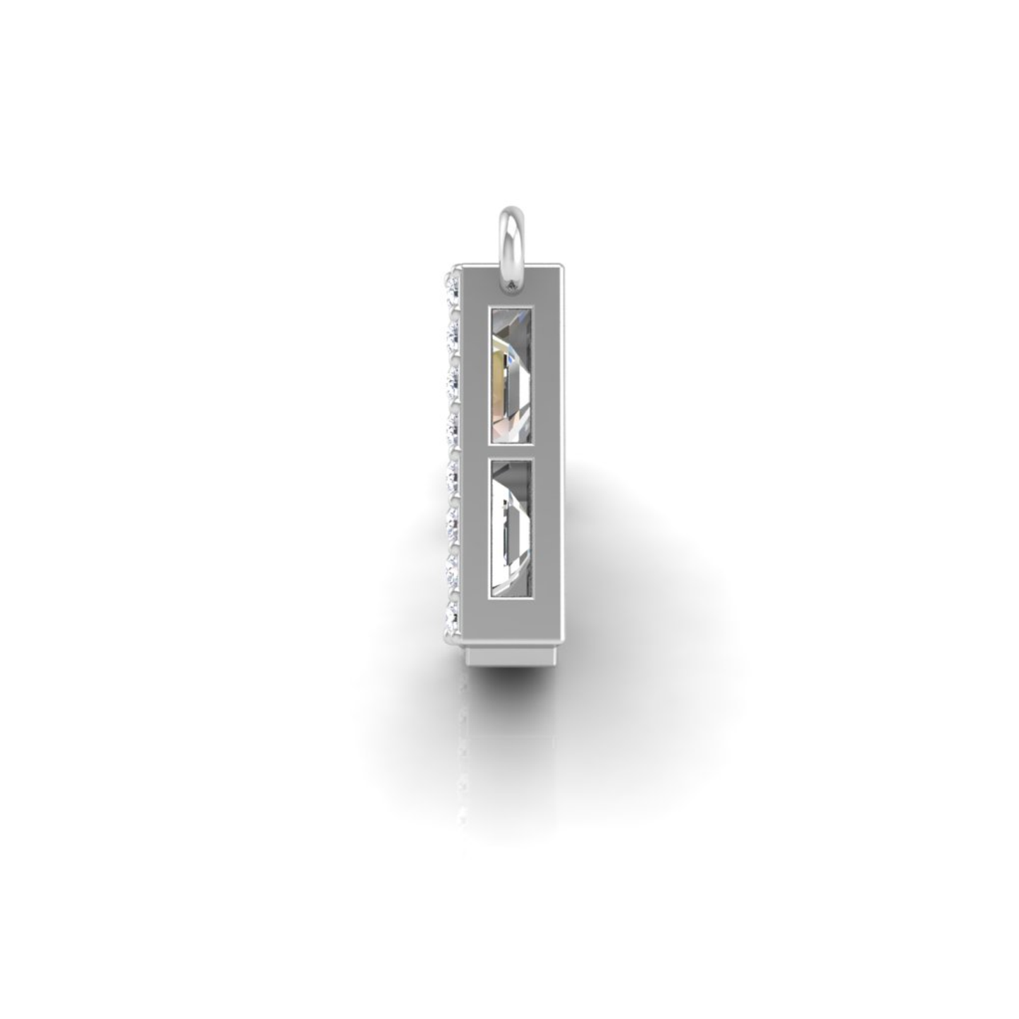 Pickleball Court Necklace 14kt w/LG Dia Frame & Emer cut and Prin cut LG Dia or .925 Silver w/CZ, w/attached Chain