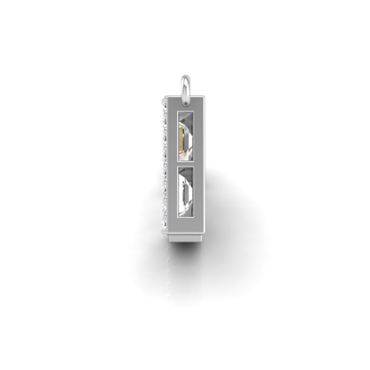 Pickleball Court Necklace 14kt w/LG Dia Frame & Emer cut and Prin cut LG Dia or .925 Silver w/CZ, w/attached Chain
