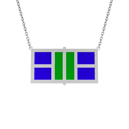 Pickleball Court Horizontal Necklace w/Enameled Centers with attached adjustable 16/18" chain