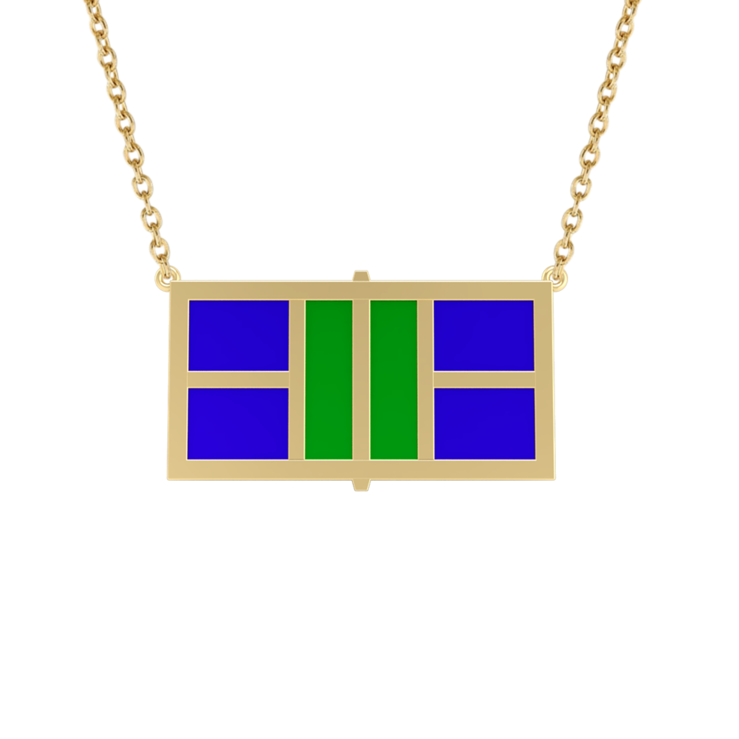 Pickleball Court Horizontal Necklace w/Enameled Centers with attached adjustable 16/18" chain