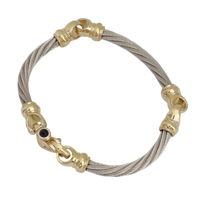 Platinum 4.5mm 3 Link Cable Bracelet with 18K Gold Mariner's Clasp® 7.25"