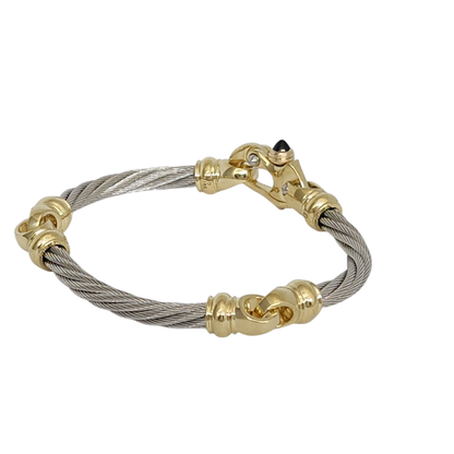 Platinum 4.5mm 3 Link Cable Bracelet with 18K Gold Mariner's Clasp® 7.25"