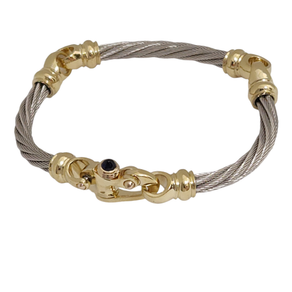 Platinum 4.5mm 3 Link Cable Bracelet with 18K Gold Mariner's Clasp® 7.25"