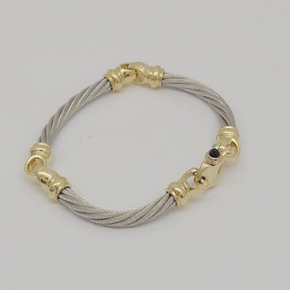 Platinum 4.5mm 3 Link Cable Bracelet with 18K Gold Mariner's Clasp® 7.25"