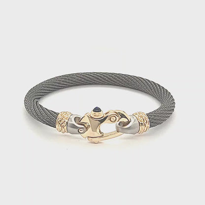 Live Wire 6.5mm Cable Bracelet with Gold Mariner's Clasp® and Ferrules