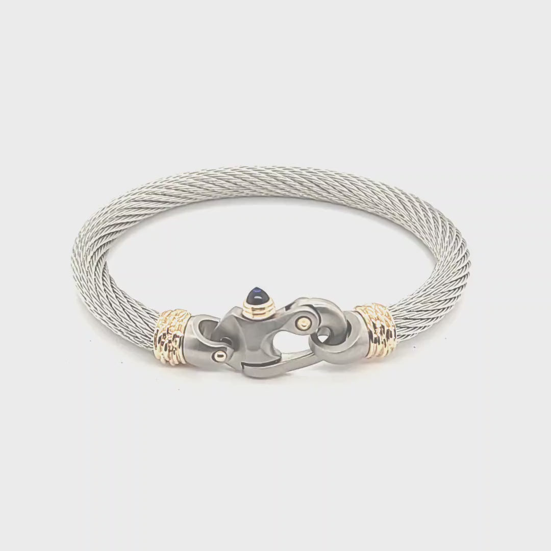 Live Wire 6.5mm Cable Bracelet with Mariner's Clasp® and 14K Gold Ferrules