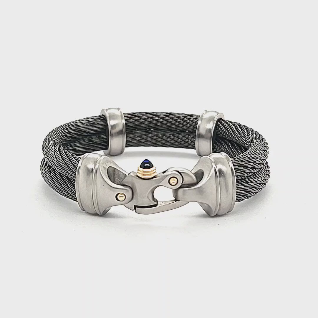 Bracelet plaqué or maille marine homme cordon double 15,4x9 mm