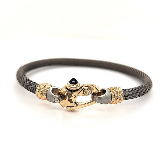 Live Wire 4.5mm Cable Bracelet with Gold Mariner's Clasp® and Ferrules