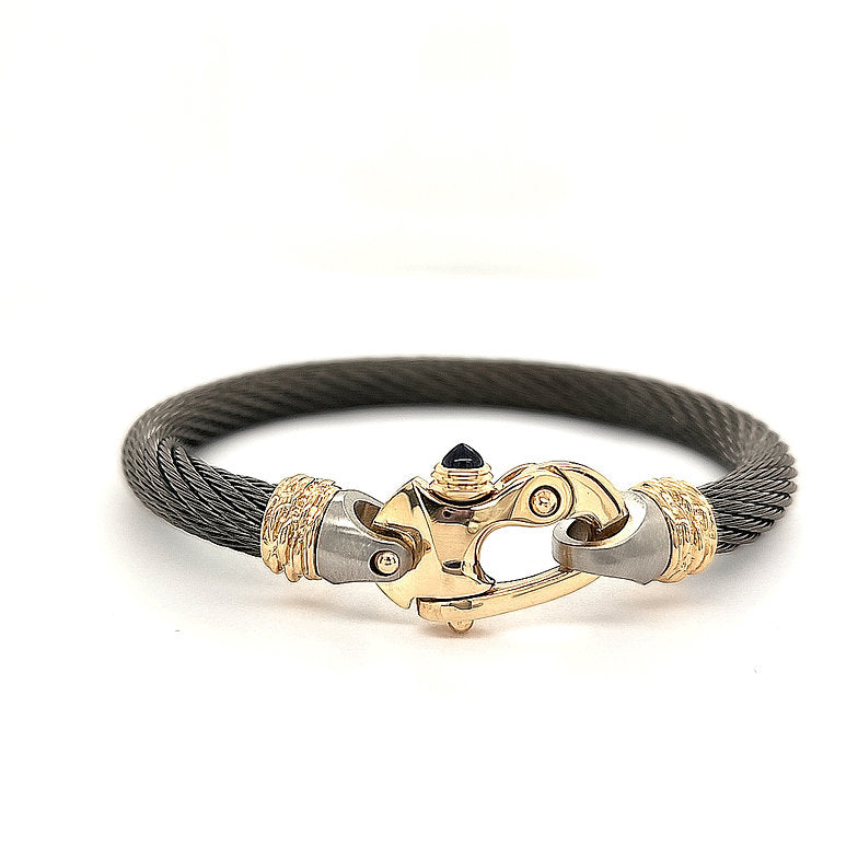 Live Wire 6.5mm Cable Bracelet with Gold Mariner's Clasp® and Ferrules