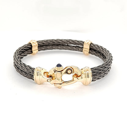Nouveau Braid® 4.5mm Double Cable Bracelet with 14K Gold Mariner's Clasp® and Caps