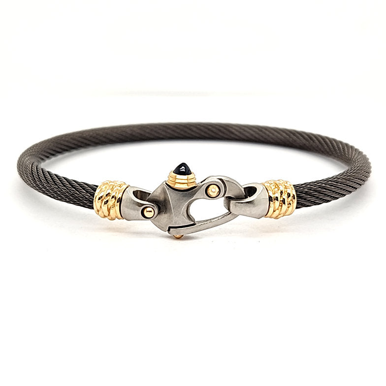 Live Wire 4.5mm Cable Bracelet with Mariner's Clasp® and 14K Gold Ferrules