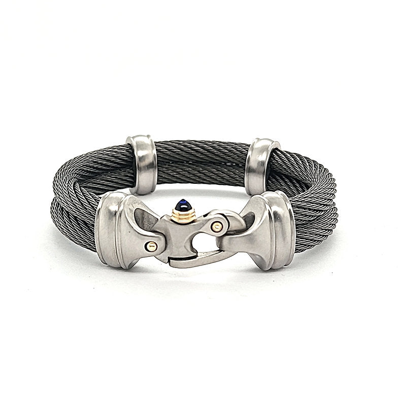 Live Wire 6.5mm Double Cable Bracelet with Mariner's Clasp® & 14KY Accents