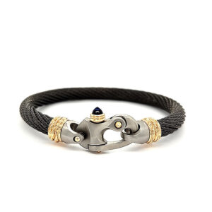 Live Wire 6.5mm Cable Bracelet with Mariner's Clasp® and 14K Gold Ferrules