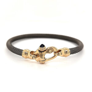 Live Wire 4.5mm Cable Bracelet with 14K Yellow Gold Mariner's Clasp