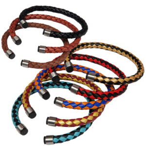 Bolo Braid 6mm Leather Interchangeable Bracelet Bands with Threaded Caps