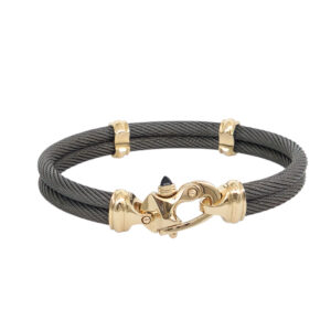 Live Wire 4.5mm Double Cable Bracelet with 14K Gold Mariner's Clasp® and Caps