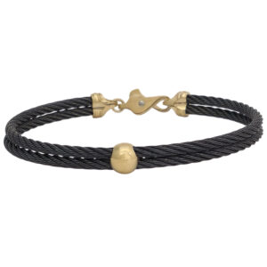 Memory Shape Titanium 2.4mm Double Bracelet with 14KT Gold